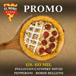 POLLO CON CATUPIRY MITAD PEPPERONI + BORDE RELLENO