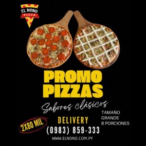 2 PIZZAS GRANDES POR GS. 80.000