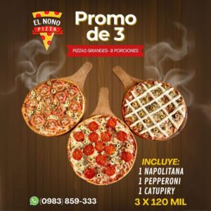 Promo de 3 pizzas grandes - 8 porciones